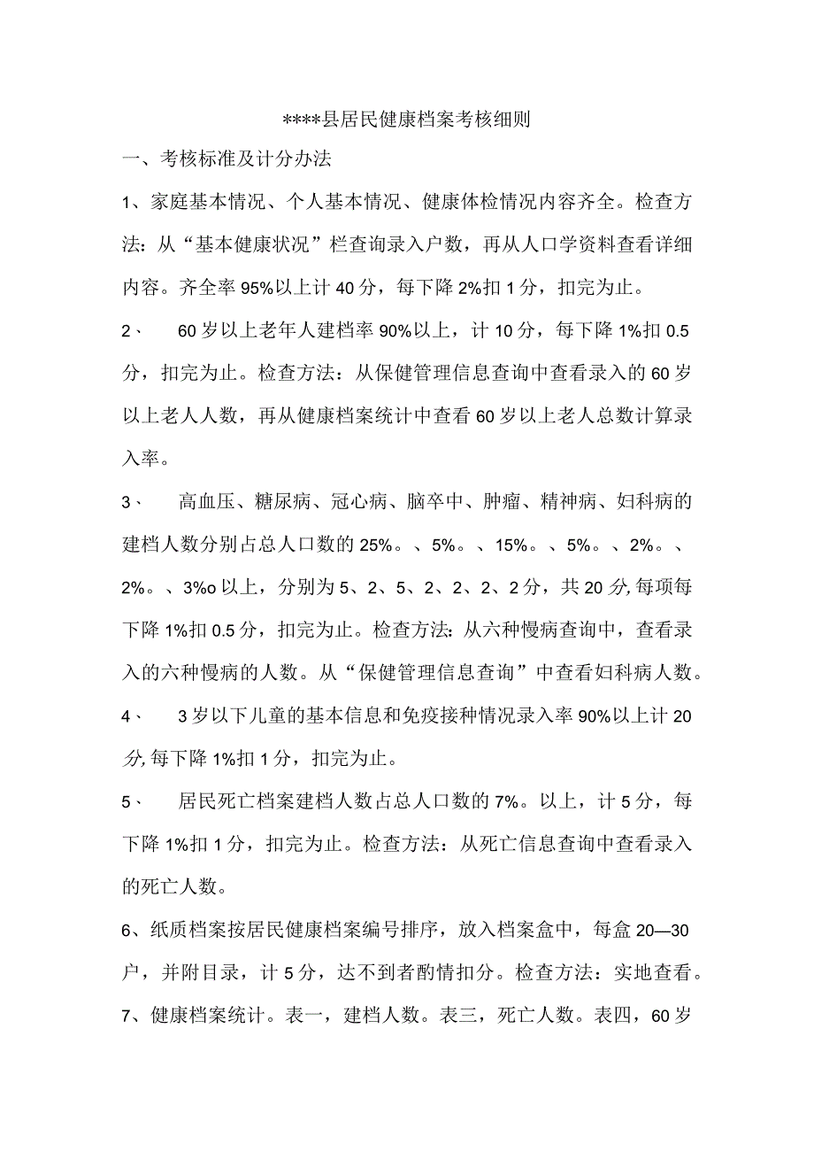 县居民健康档案考核细则.docx_第1页