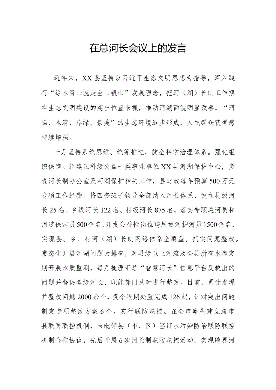 在总河长会议上的发言.docx_第1页