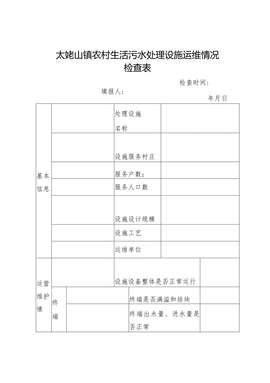 太姥山镇农村生活污水处理设施运维情况检查表.docx_第1页