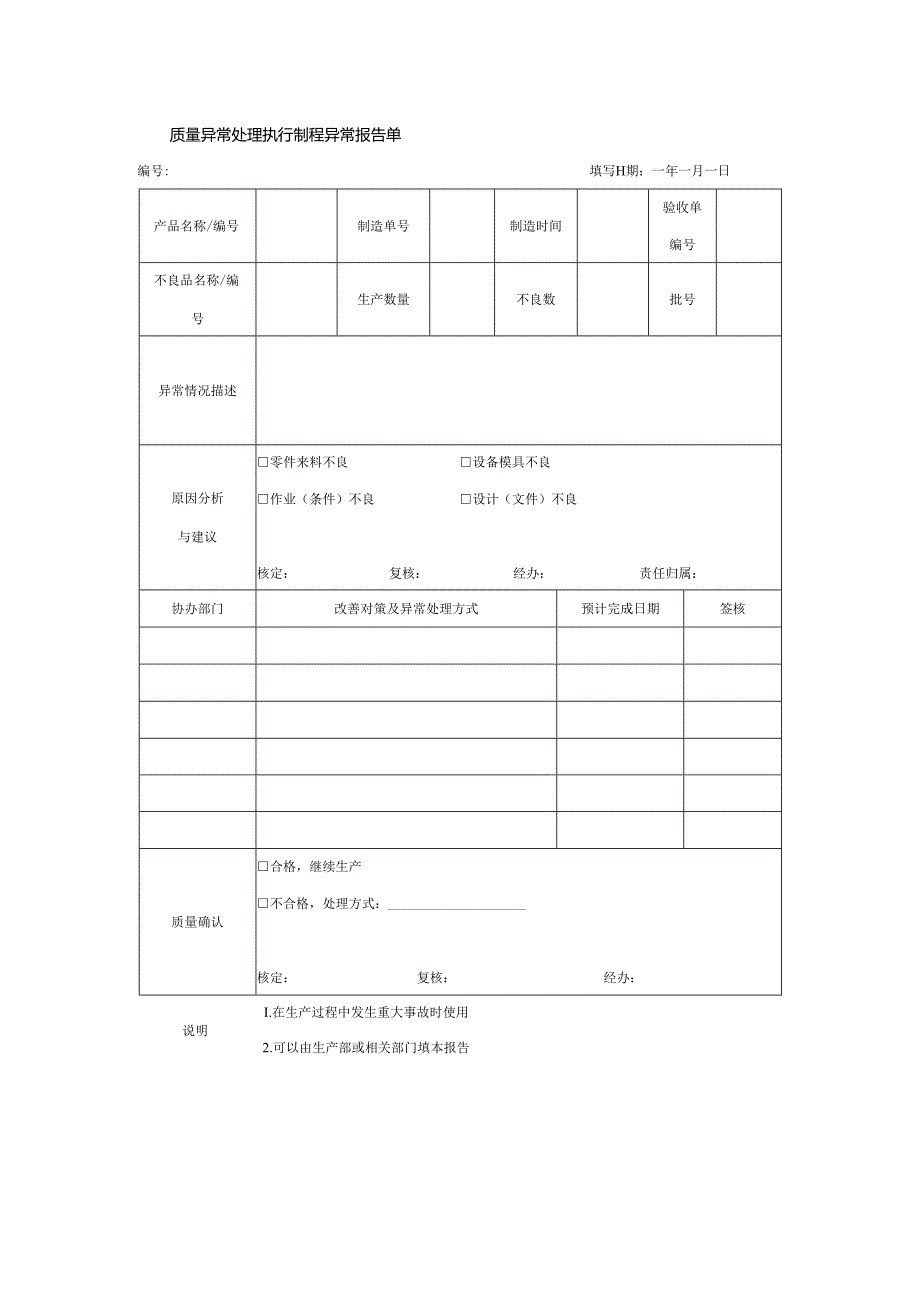 质量异常处理执行制程异常报告单.docx_第1页