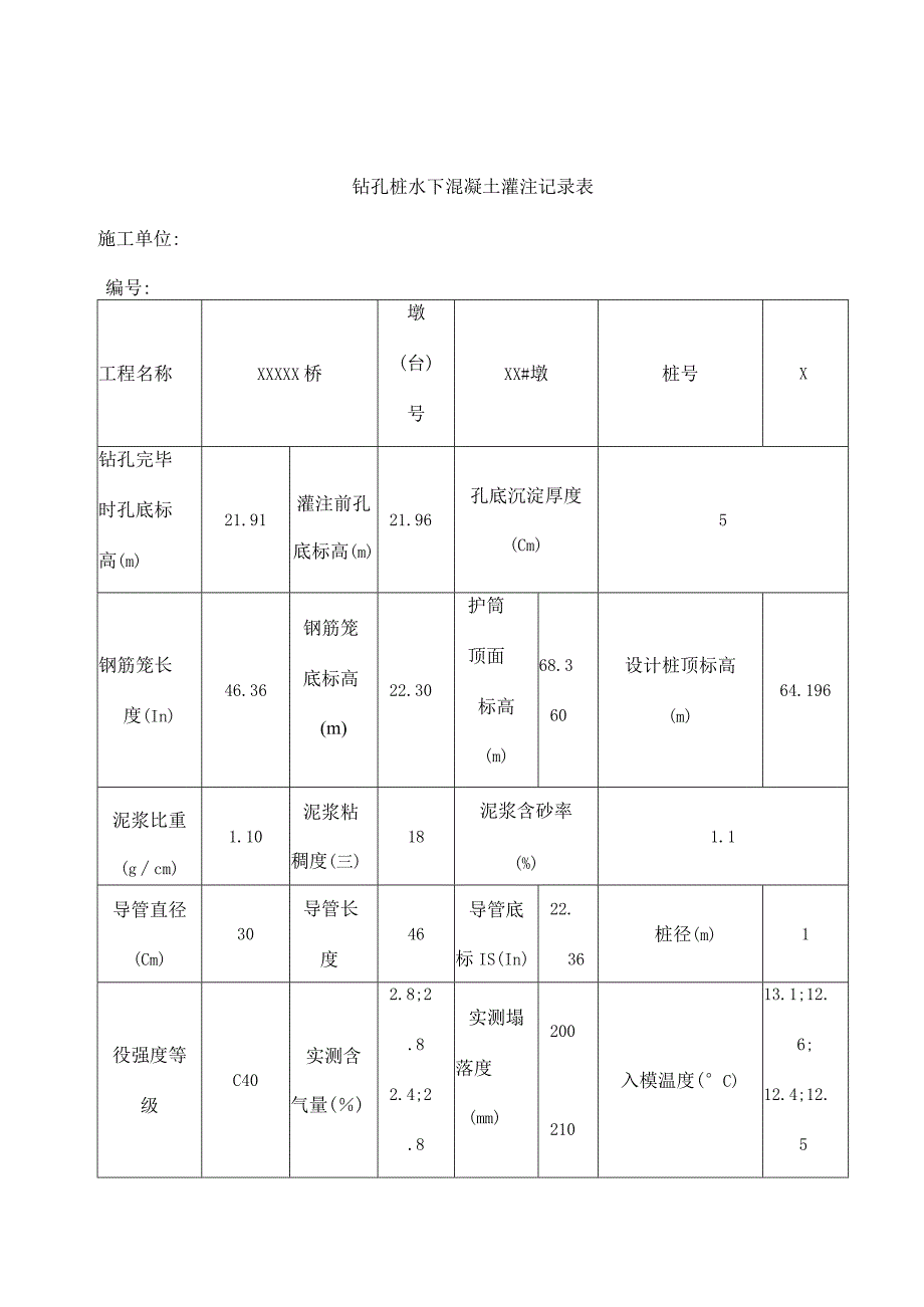 钻孔灌注桩灌注记录表.docx_第1页