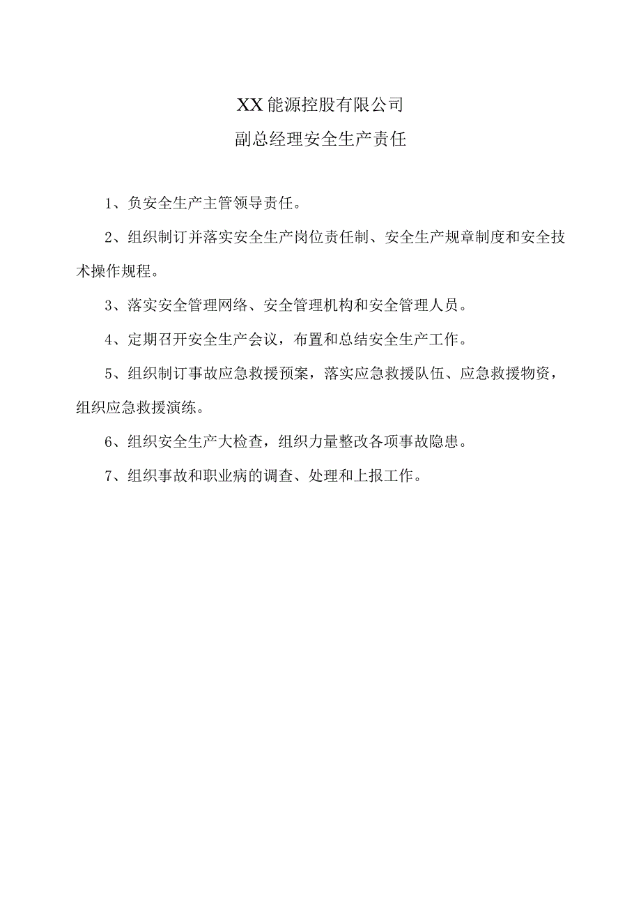 XX能源控股有限公司副总经理安全生产责任（2023年）.docx_第1页