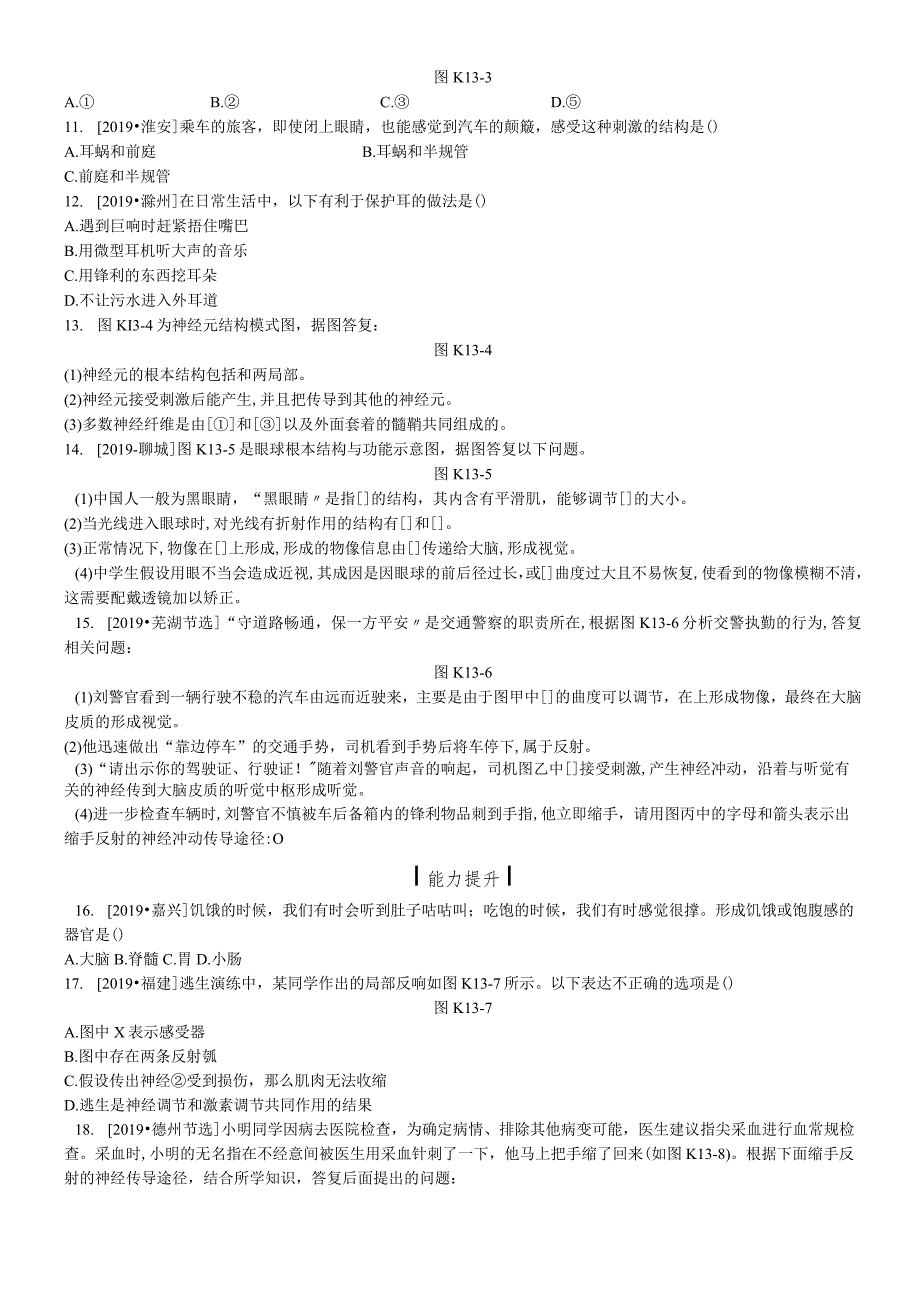 课时训练13人体生命活动的调节.docx_第3页