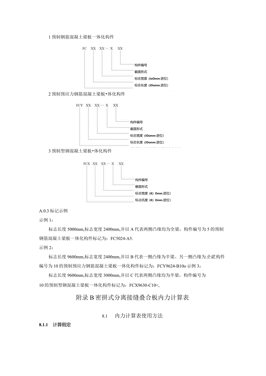 梁板一体化构件标记规则、密拼式分离接缝叠合板内力计算表.docx_第2页