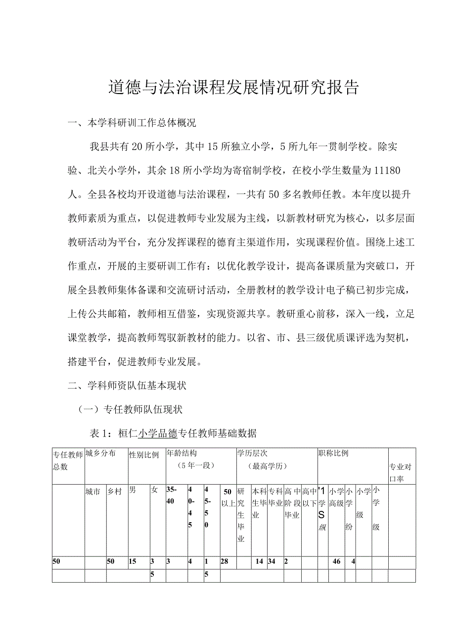 道德与法治课程发展情况研究报告.docx_第1页