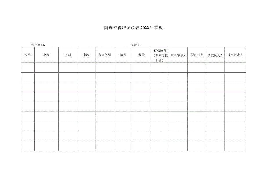 菌毒种管理记录表2022年模板.docx_第1页