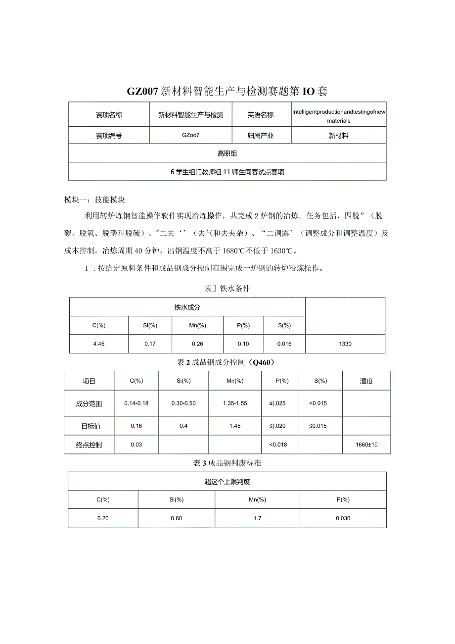 （全国职业技能比赛：高职）GZ007新材料智能生产与检测赛题第10套.docx_第1页