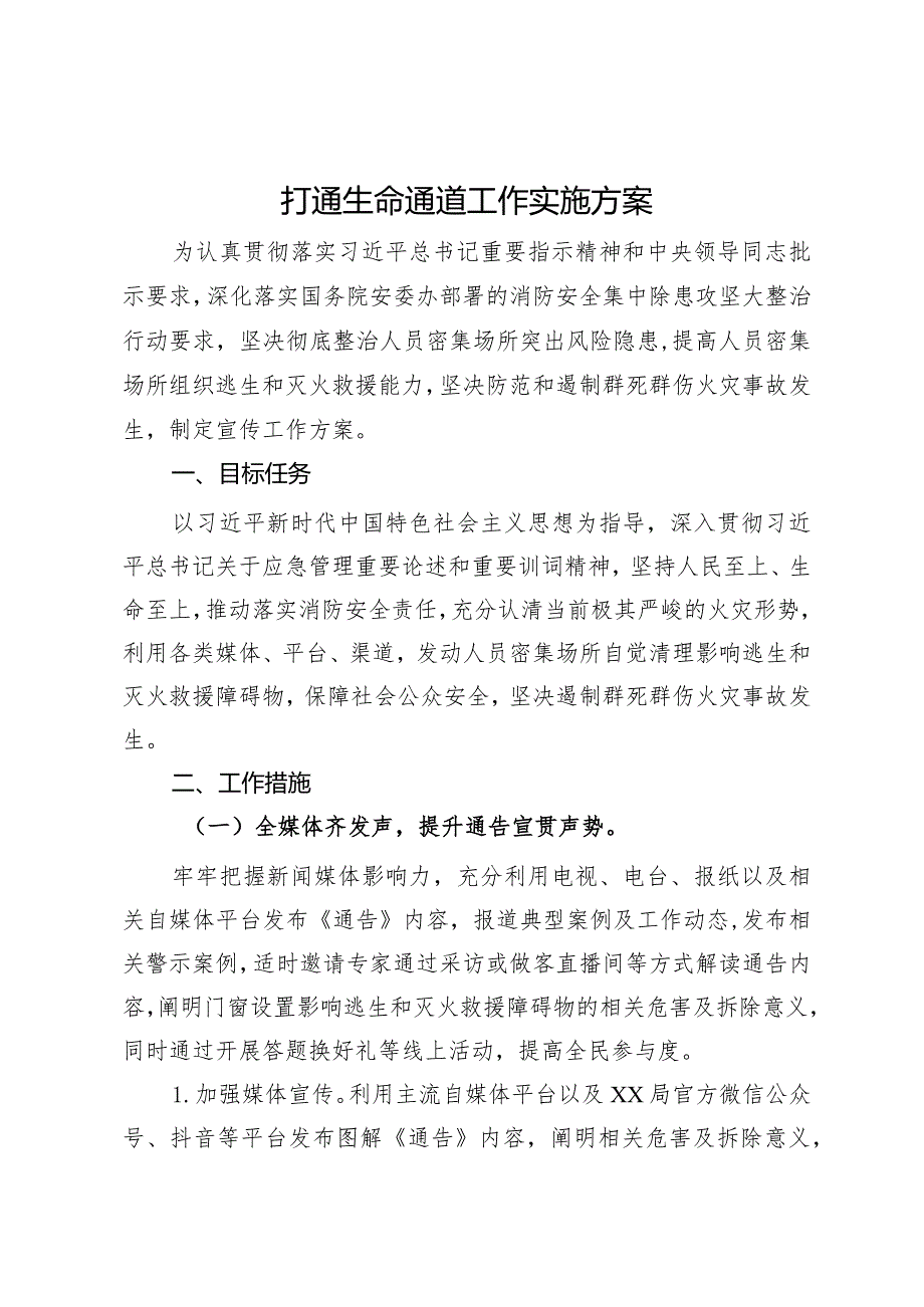 打通生命通道工作实施方案.docx_第1页