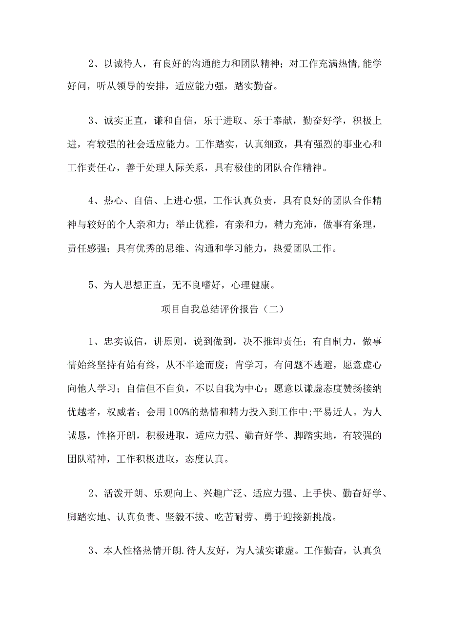 项目自我总结评价报告6篇.docx_第3页