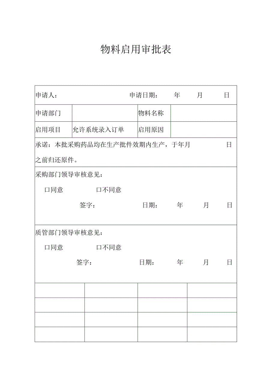 物料药品启用表.docx_第1页