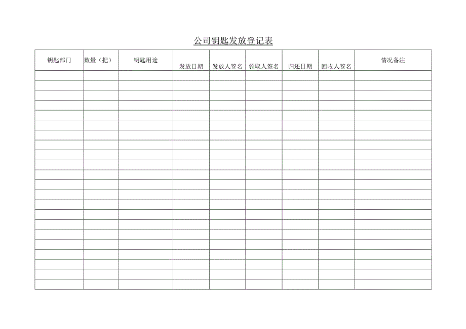 钥匙发放登记表.docx_第1页