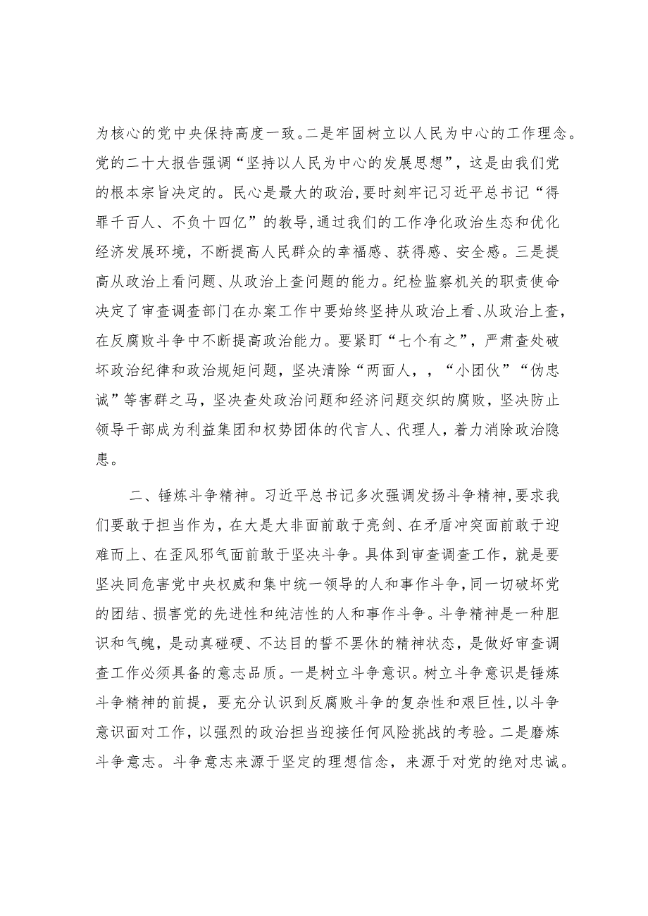 研讨发言：纪检监察干部队伍教育整顿交流材料（审查调查干部）.docx_第2页