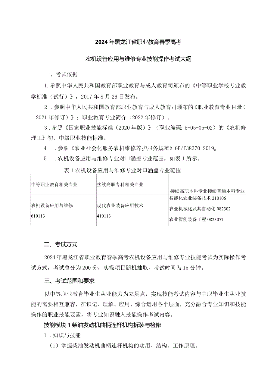 61-11农机设备应用与维修专业技能操作考试大纲.docx_第1页