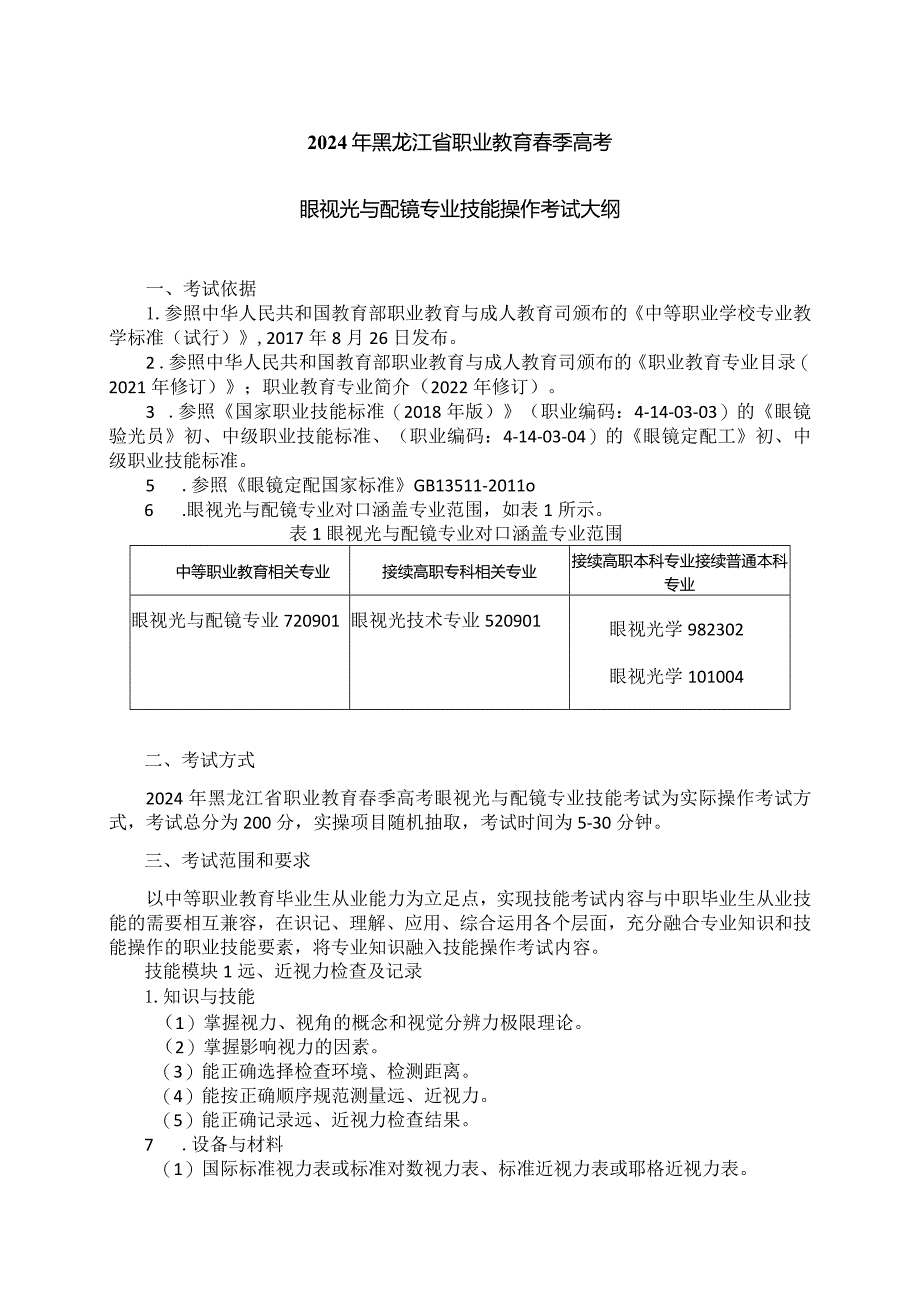 72-4眼视光与配镜专业技能操作考试大纲.docx_第1页