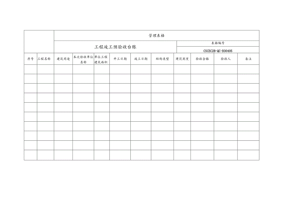 工程竣工预验收台账.docx_第1页