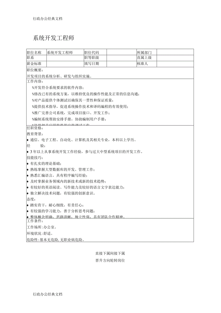 职位说明书：系统开发工程师.docx_第1页