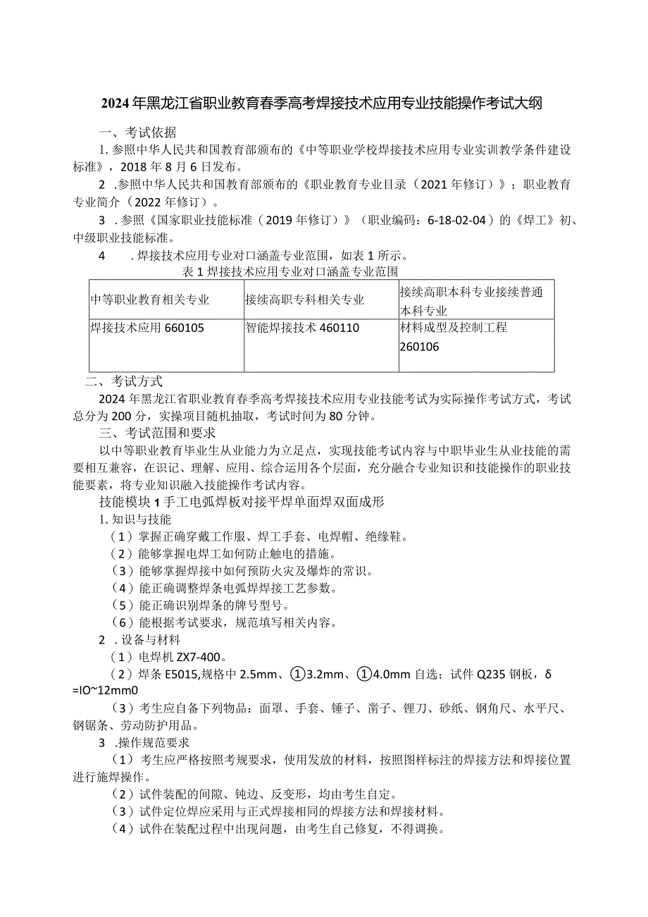 66-2焊接技术应用专业技能操作考试大纲.docx_第1页