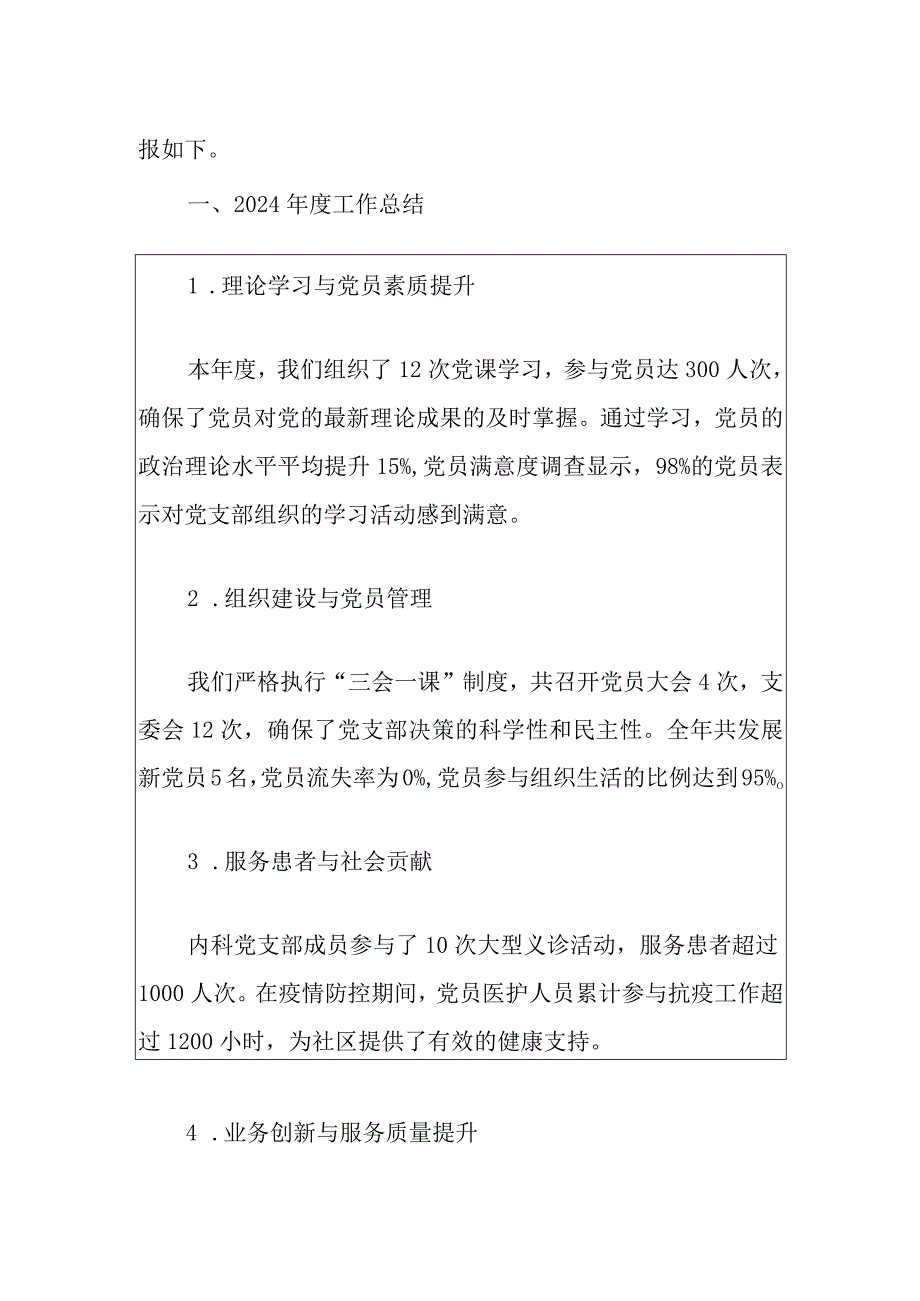 2024医院科室党支部工作总结及2025年度工作计划（最新版）.docx_第2页