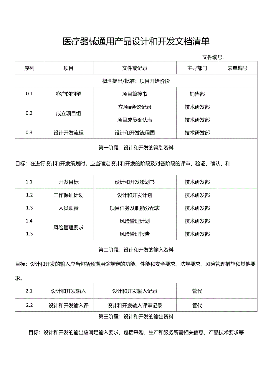 医疗器械通用产品设计和开发文档清单.docx_第1页