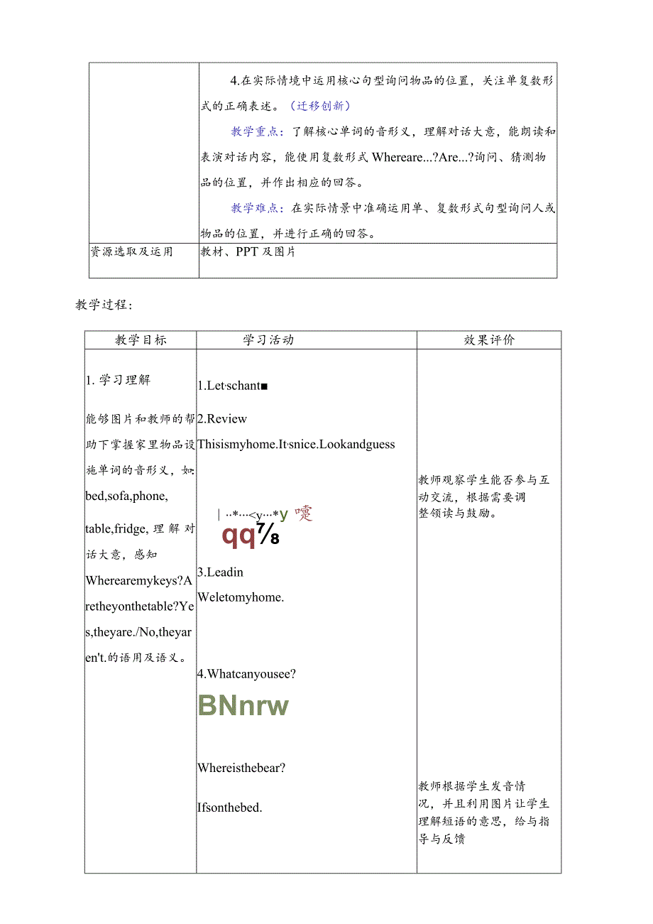 人教PEP四上大单元教学设计Unit4 My home B let's talk and learn.docx_第2页