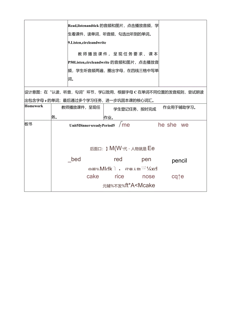 人教PEP四上大单元教学Unit 5 Dinner's ready 第5课时 教案.docx_第3页