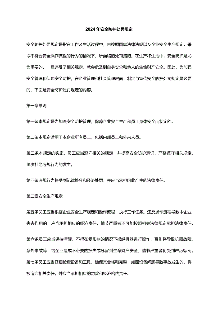 2024年安全防护处罚规定.docx_第1页