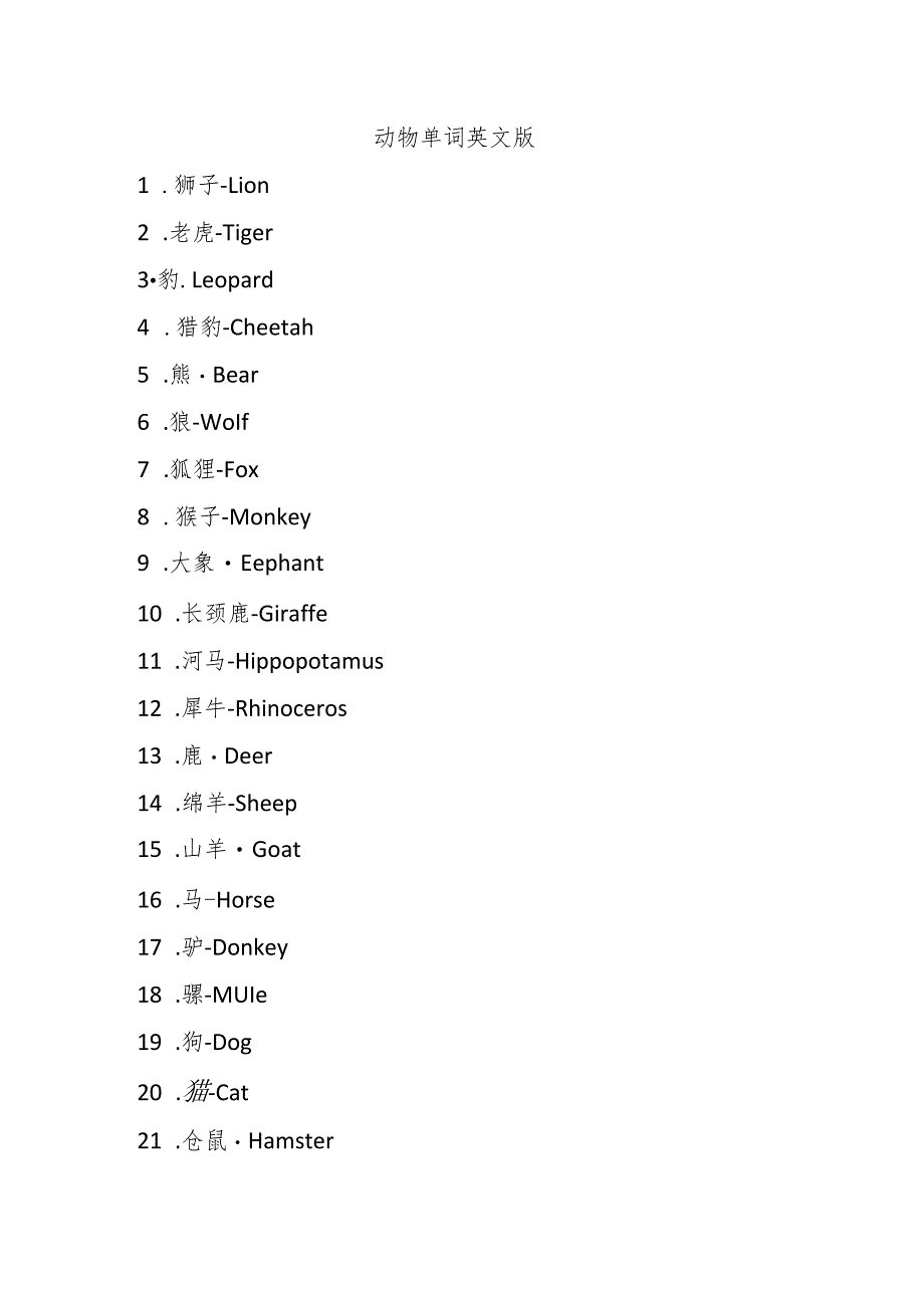 一千个动物单词英文版.docx_第1页