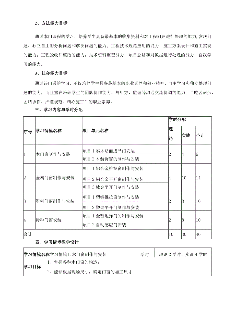 《门窗制作与安装》课程标准.docx_第2页