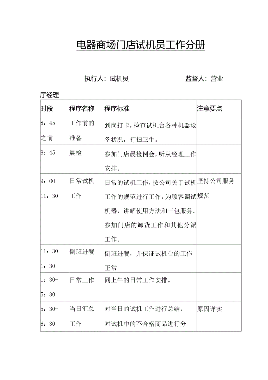 电器商场门店试机员工作分册.docx_第1页