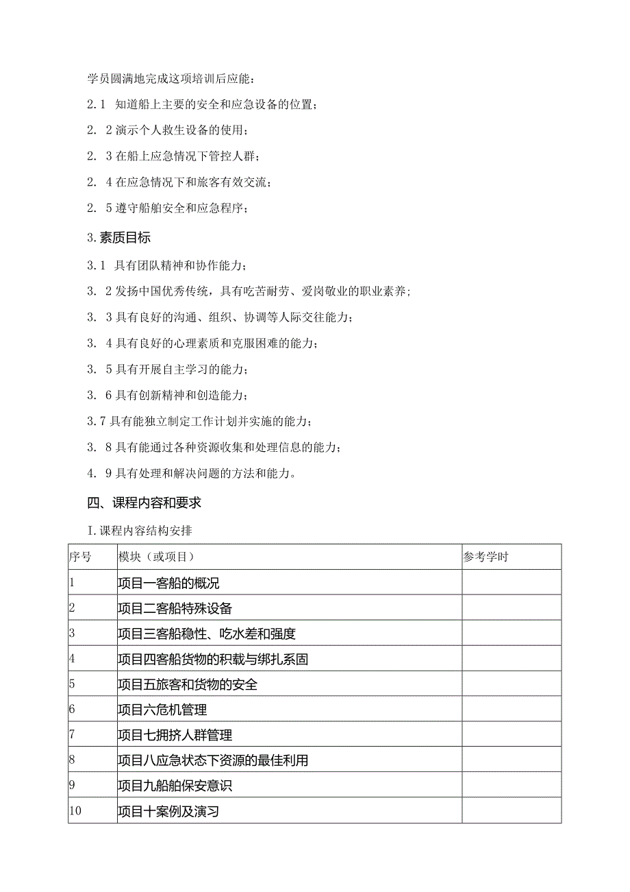 《客船船员特殊培训合格证培训》课程标准.docx_第2页