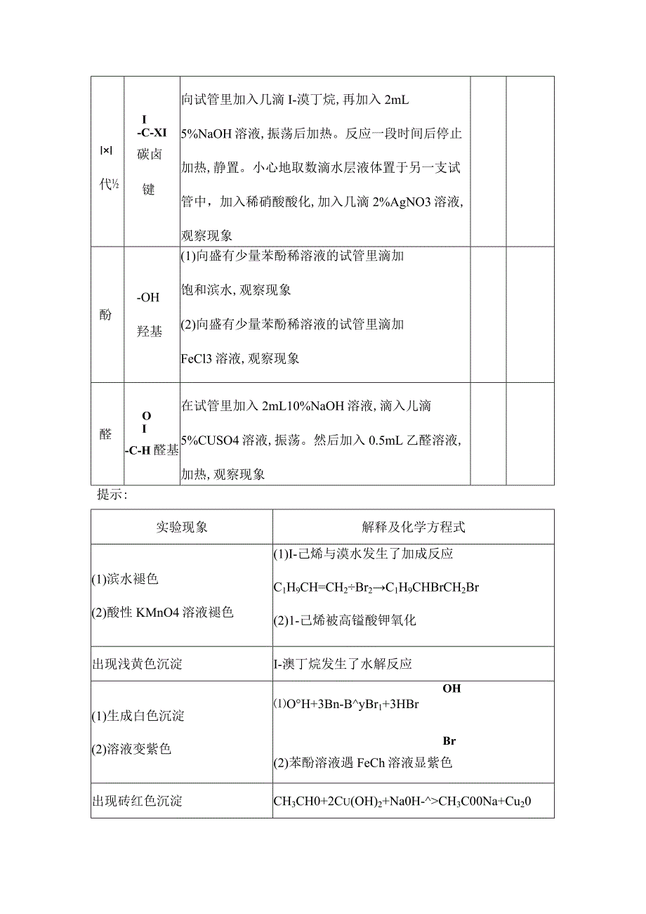 2023-2024学年人教版新教材选择性必修三 第三章 实验活动2 有机化合物中常见官能团的检验 学案.docx_第2页