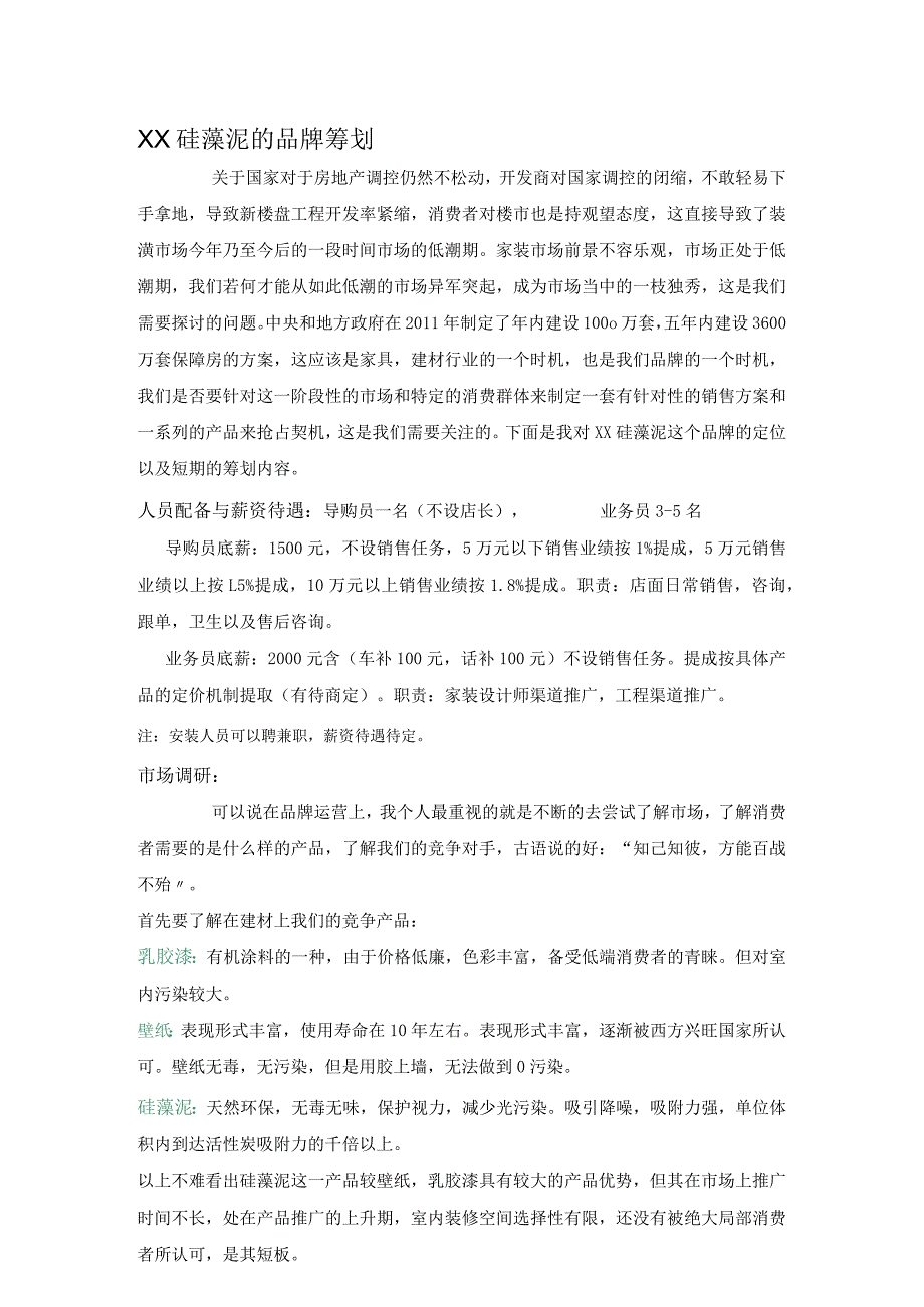 硅藻泥策划书模板.docx_第1页