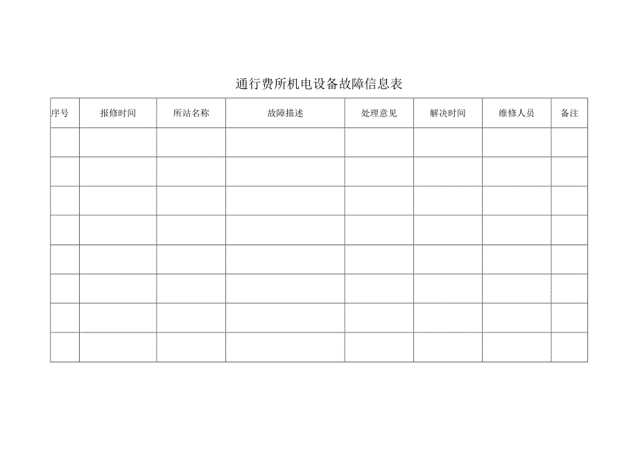 通行费所机电设备故障信息表.docx_第1页