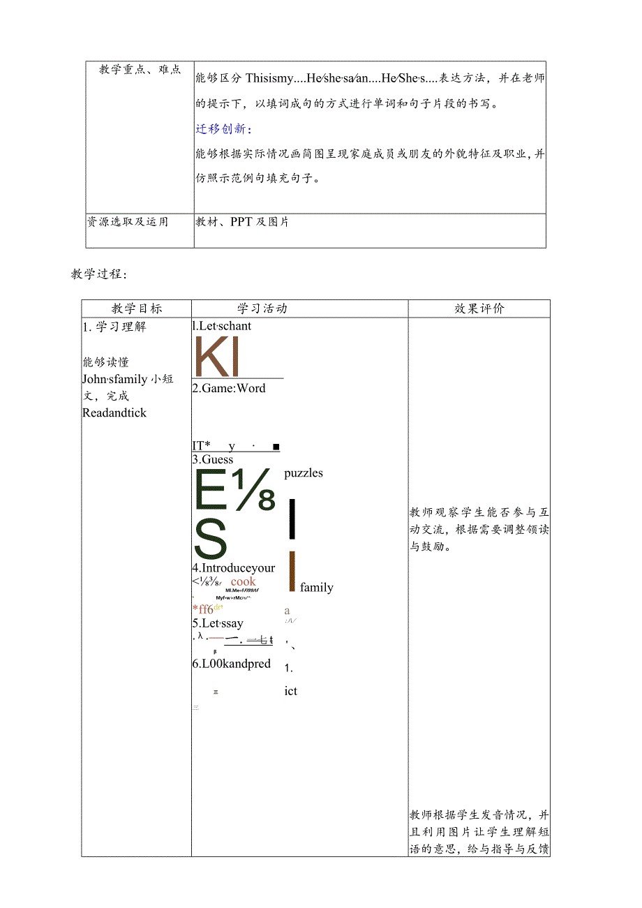 人教PEP四上大单元教学设计Unit6 Meet my family B read and write.docx_第2页