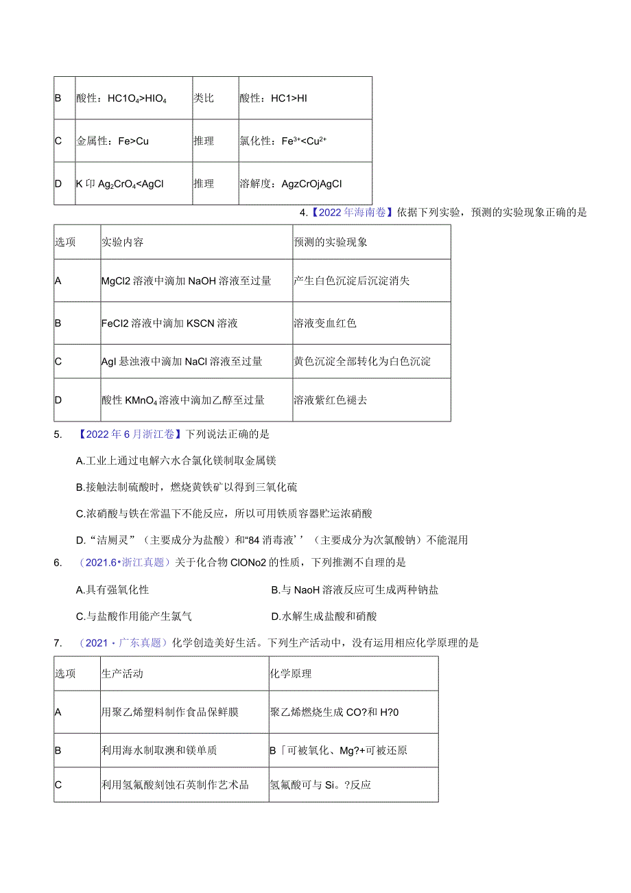 专题19 氯及其化合物 卤素（学生版）.docx_第2页