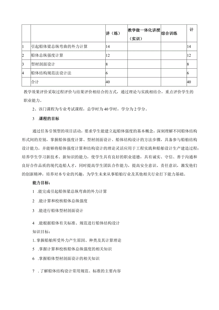 《船体强度与结构设计》课程标准.docx_第2页