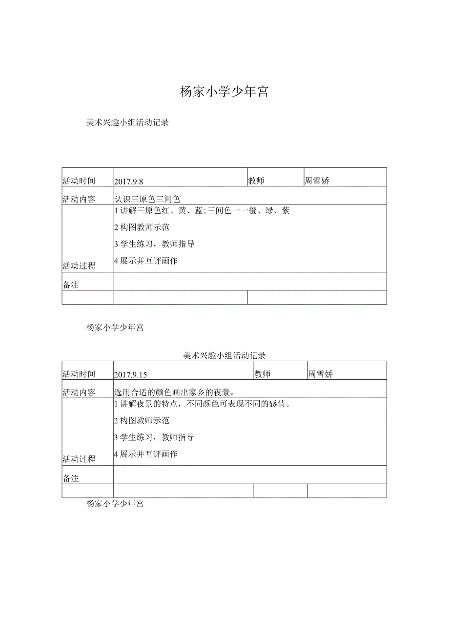 少年宫美术、书法活动记录教案.docx_第1页