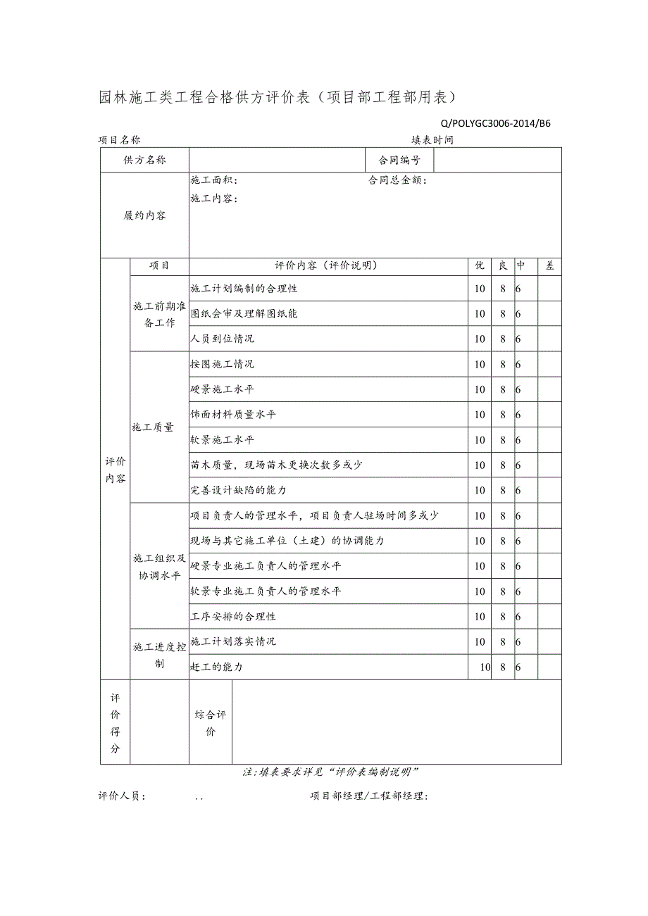 园林施工类工程合格供方评价表（项目部工程部用表）.docx_第1页