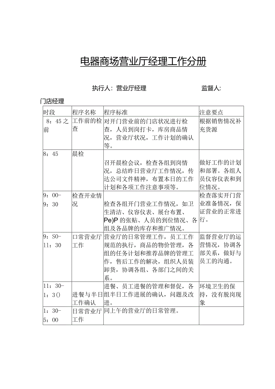 电器商场营业厅经理工作分册.docx_第1页