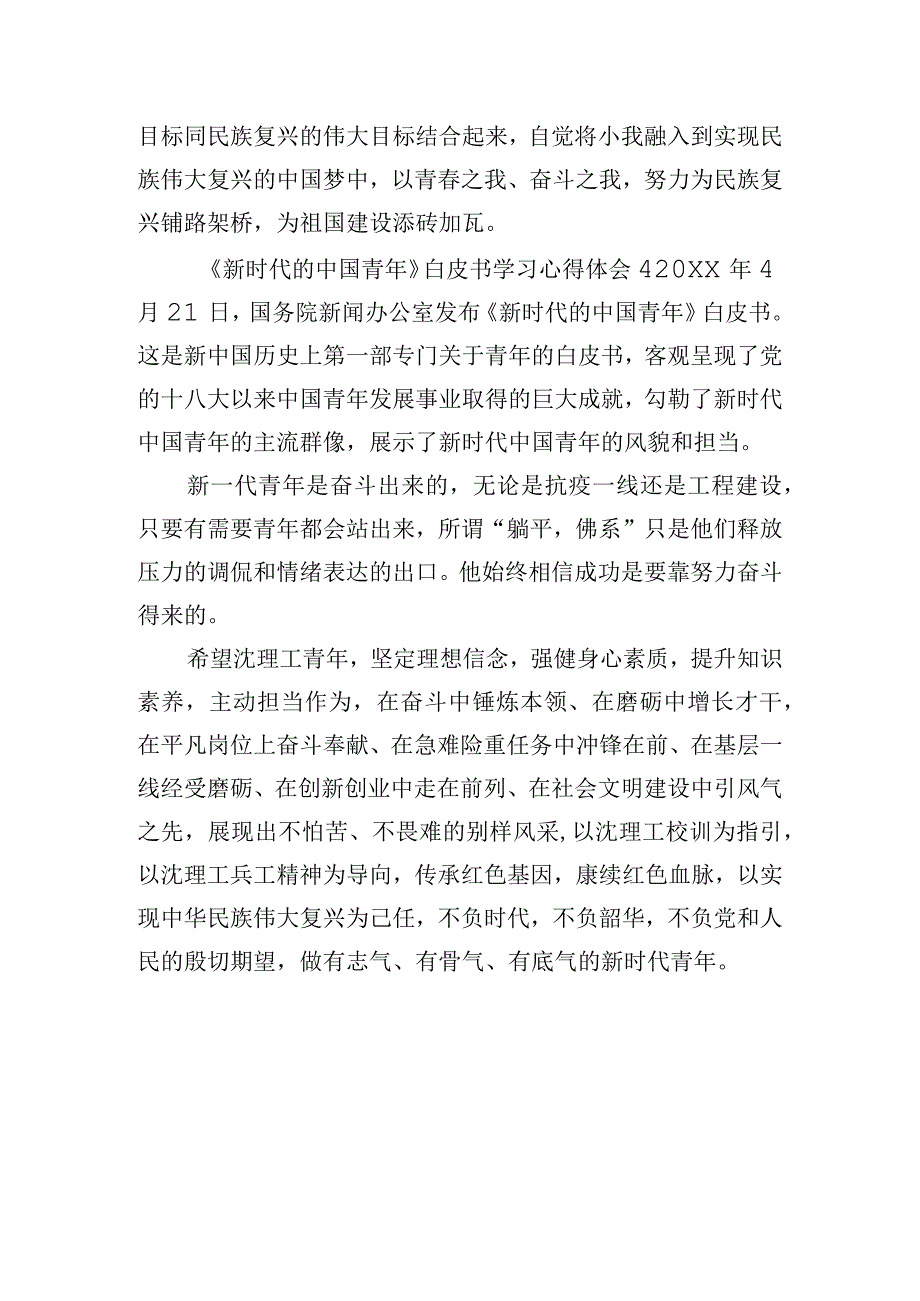 《新时代的中国青年》白皮书学习心得体会四篇.docx_第3页