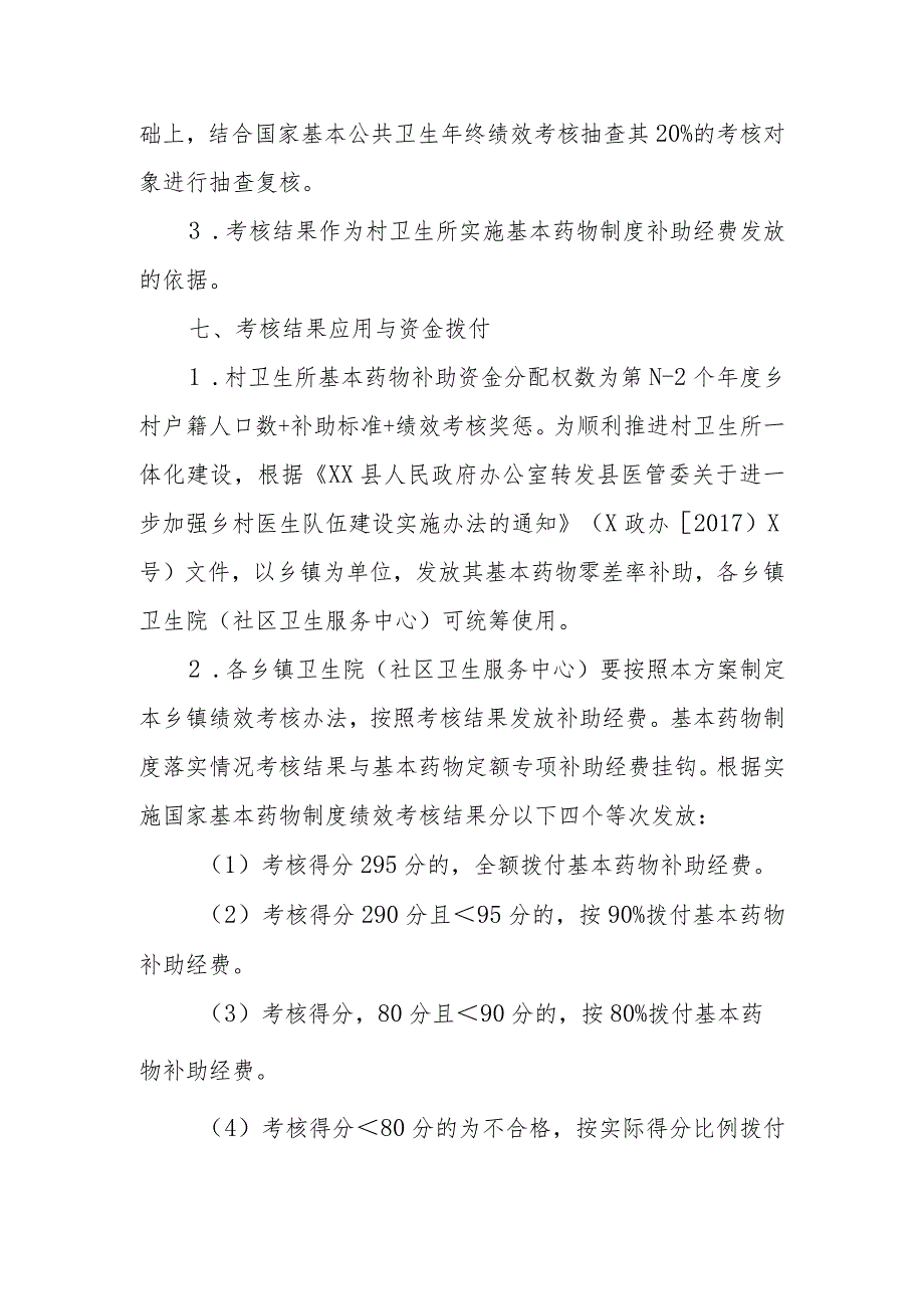 XX县村卫生所（室）实施国家基本药物制度绩效考核方案.docx_第3页