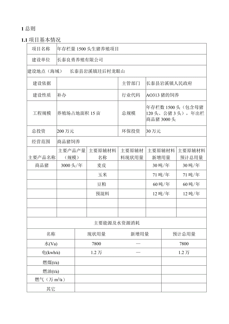 长泰良勇养殖有限公司年存栏量1500头生猪养殖项目环评报告.docx_第2页