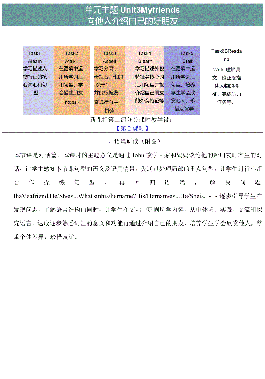 人教PEP四上大单元教学Unit 3 My friends PA Let's talk 教案.docx_第3页