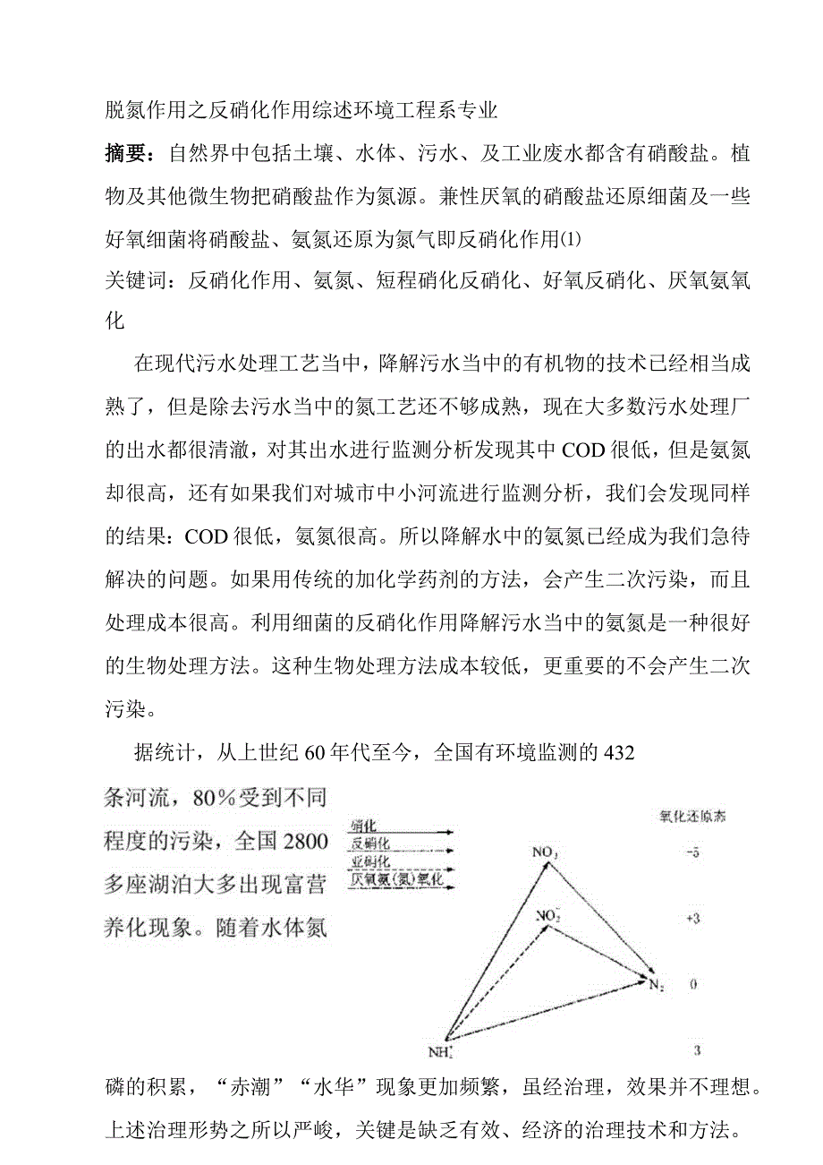 脱氮作用之反硝化作用综述 环境工程系专业.docx_第1页