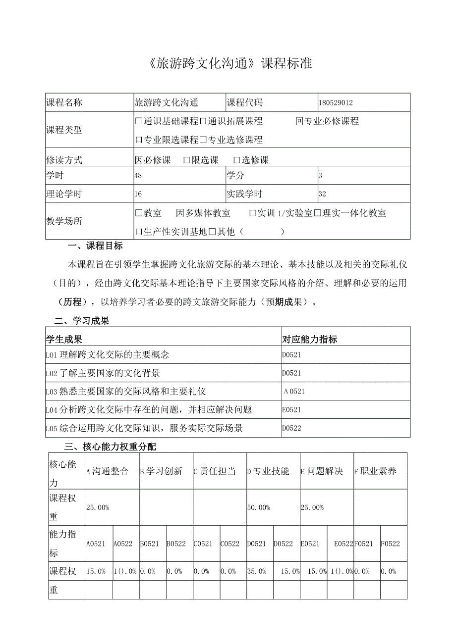 《旅游跨文化沟通》课程标准.docx_第1页