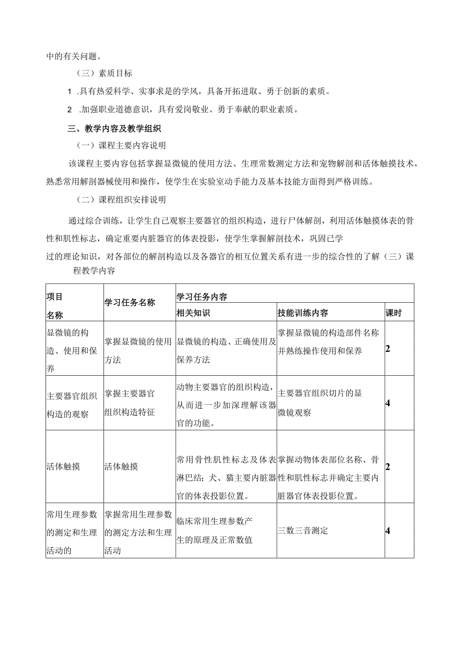 《宠物解剖生理技综合能训练》课程标准.docx_第3页