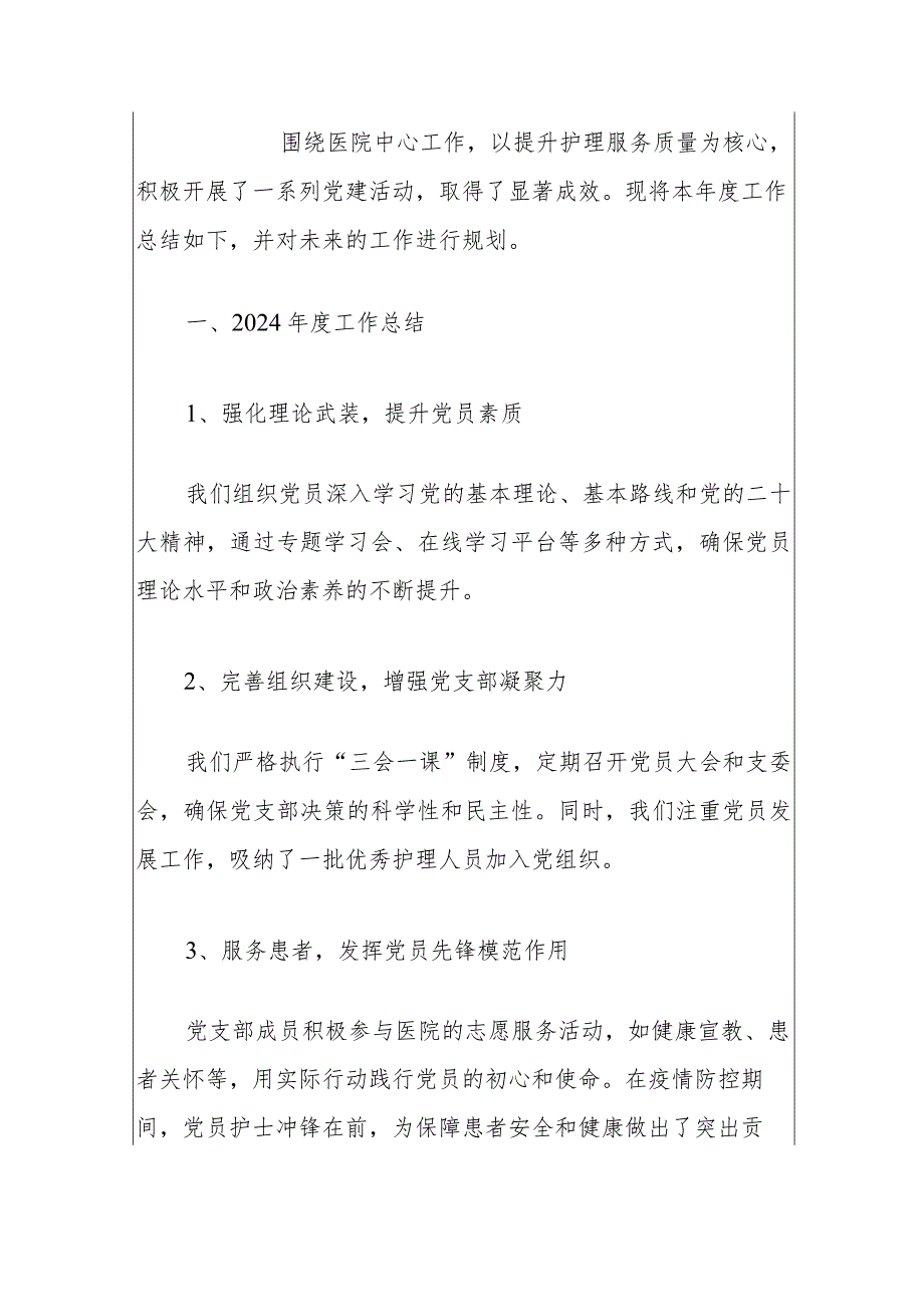 2024年度医院护理部党支部工作总结及2025年度工作计划（精选）.docx_第2页