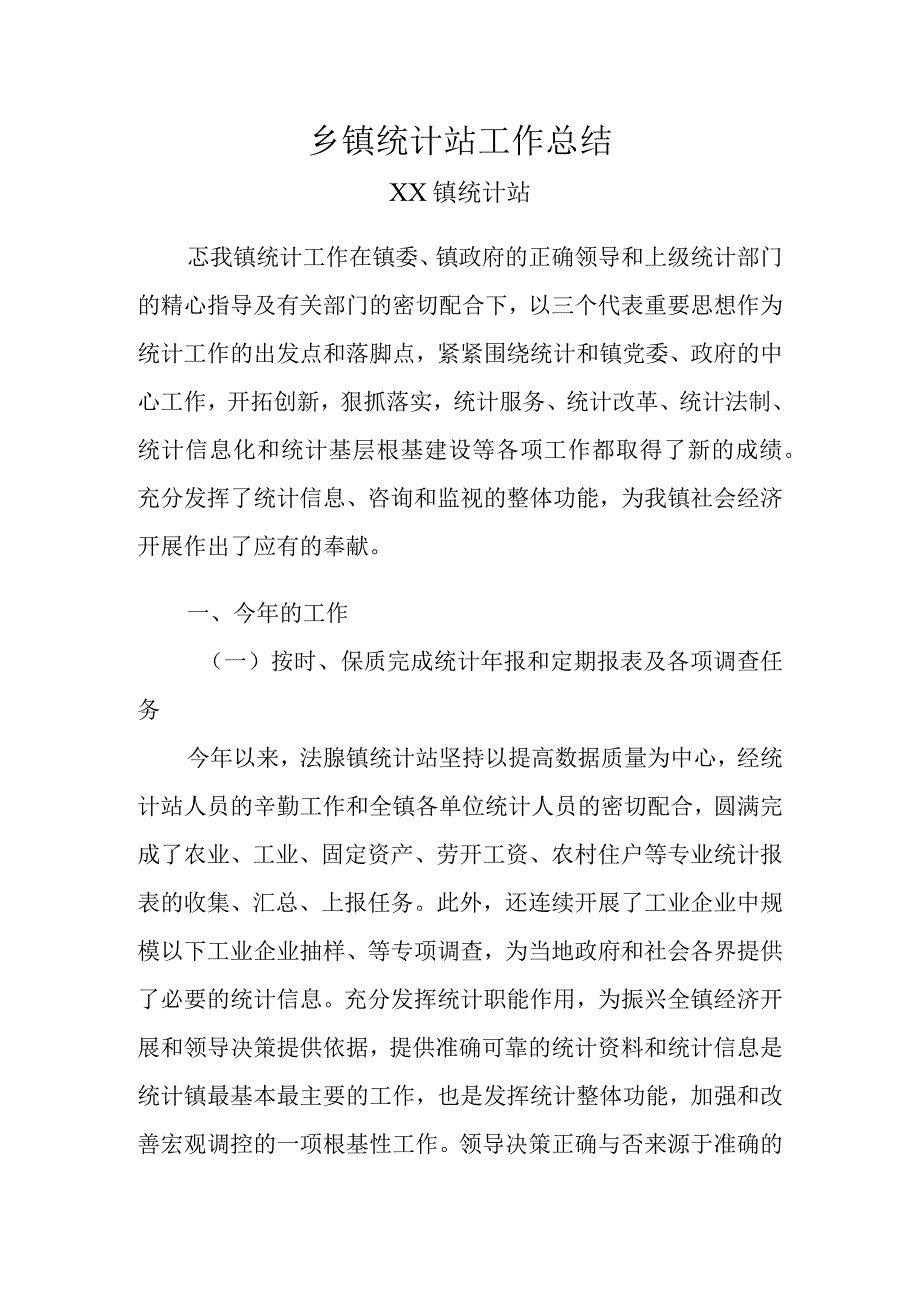 乡镇统计站工作计划的总结.docx_第1页