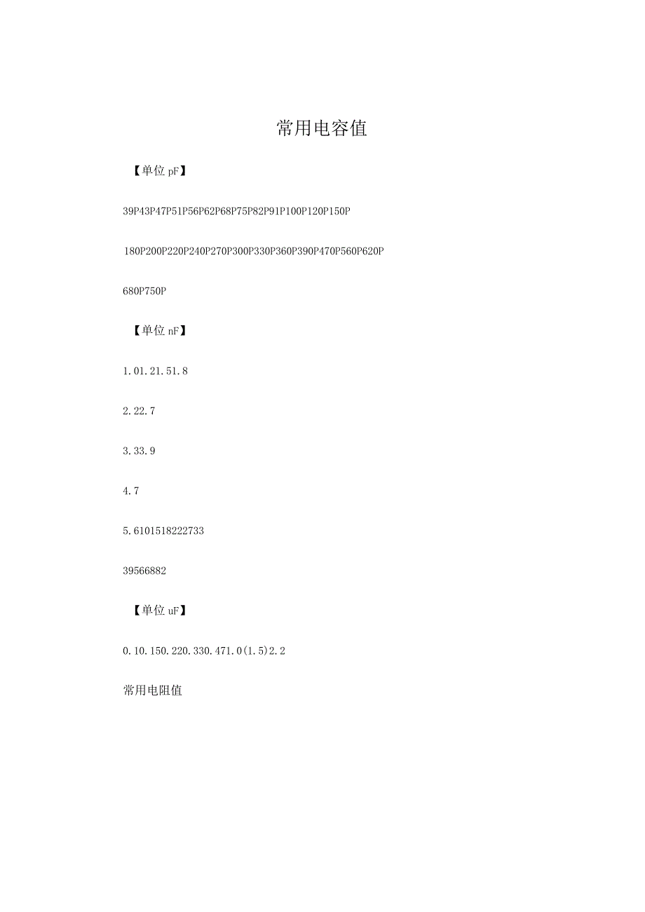 很全的常用电容值.docx_第1页
