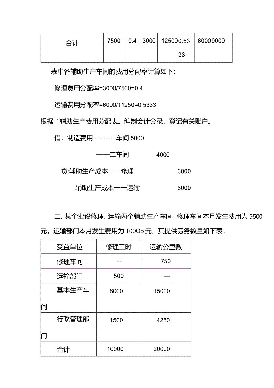 成本会计课件第三章 辅助生产费用练习题参考答案.docx_第2页